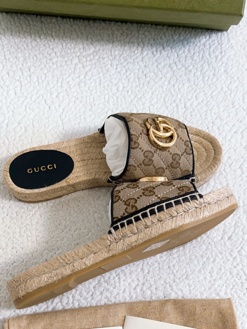 Gucci Women’s GG Marmont Monogram Canvas slide Espadrille Sandal - Picture 5 of 16